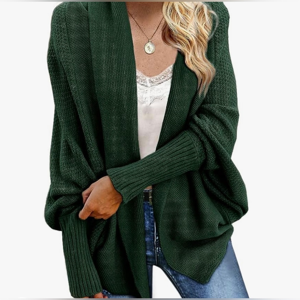 Nwot/Women Green Size Xl/Chunky Knit Open Sweater Cardigan